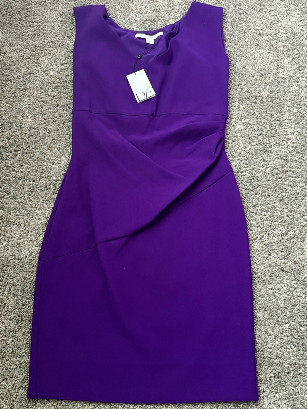 Diane Von Furstenberg Purple Sleeveless Midi Sheath Dress